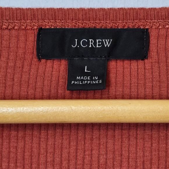 J. Crew RE-Imagined Tie Front Vintage Rib V  T-Shirt Top Burnt Sienna Size Large - Picture 4 of 6
